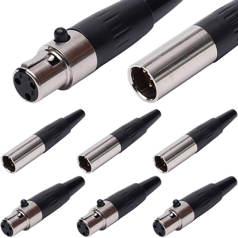 Xiatiaosann 3-poliger Mini XLR Stecker, TA4F Adapterstecker weiblich und TA4F Adapterstecker, Mini XLR Enden, Ersatz Audio Stecker für Mikrofon (6 Stück) von Xiatiaosann