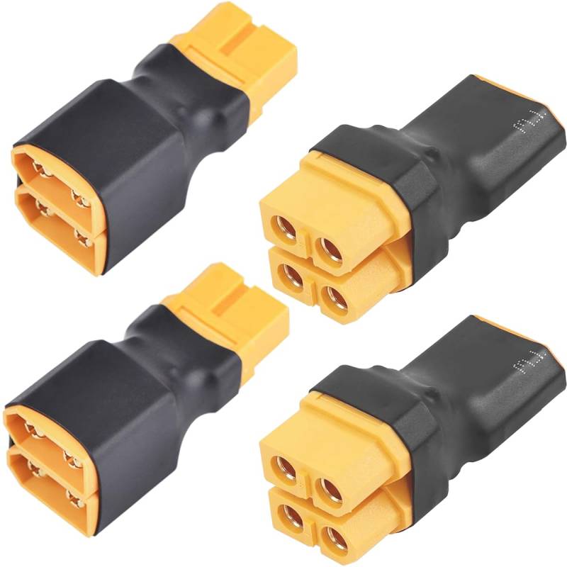 Xiatiaosann 4-teiliger XT60 parallel Adapter stecker, XT60-Anschluss ohne Kabel, 1 Buchse auf 2 Stecker, Adapter, 1 Stecker auf 2 Buchsen, Adapter für RC NiHM Lipo Akku ESC von Xiatiaosann