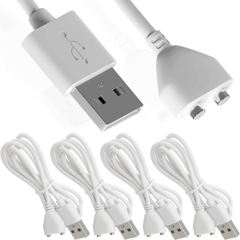 Xiatiaosann 5mm USB Megnetic DC-Ladekabel, Ersatz-Ladekabel mit 2 magnetischen Punkten für Taschenlampe, Massanger, Gesichtsreiniger (5mm/0.2in, 4 Pack) von Xiatiaosann