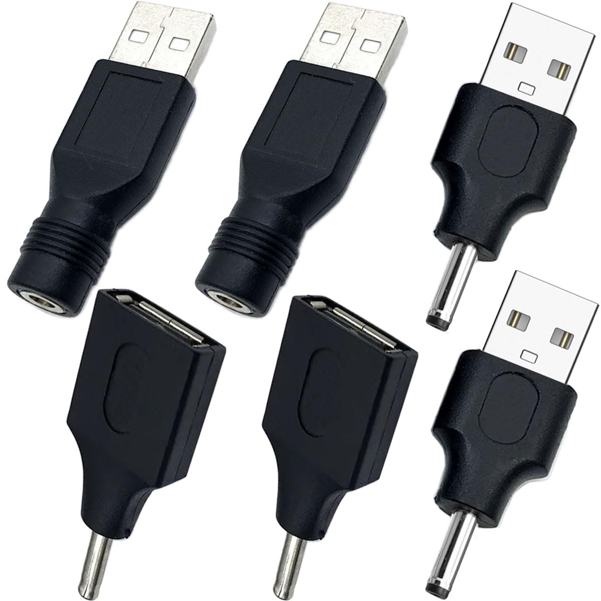 Xiatiaosann 6 Stück USB auf DC Netzadapter 3.5×1.35mmUSB Stecker auf DC Buchse Adapter 5V Netzstecker Ladekabel Anschluss für 5 V DC oder USB A Ladegerät, Laptop PC (M/F3,5×1,35) von Xiatiaosann