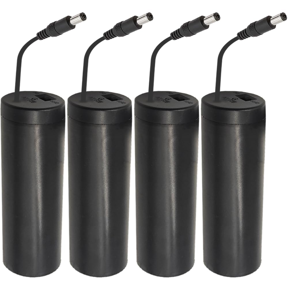 Xiatiaosann 8 x 1.5V AAA Batteriehalter mit DC 5.5x2.1mm Stecker, Roll-Type 8 AAA DC Batteriekasten mit Ein/Aus Schalter & LED Licht (4 Pack) von Xiatiaosann