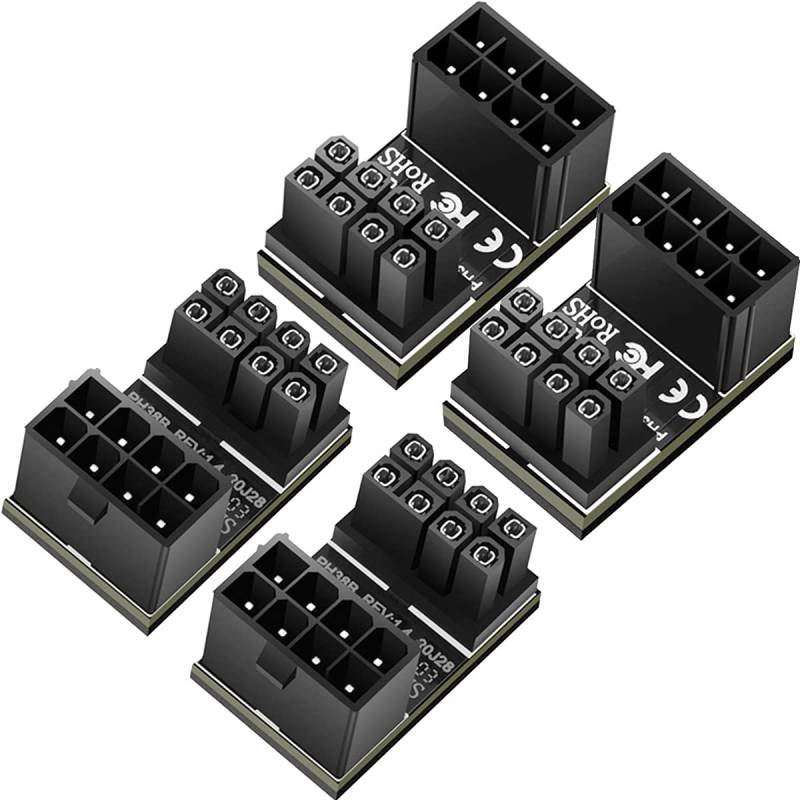 Xiatiaosann ATX Netzadapter 8-pin Stecker Grafikkarte 180-Grad Vertikale Stromkabel Adapter, 4er-Pack 8-polige Buchse auf 8-poligen Stecker(2 Stile) von Xiatiaosann