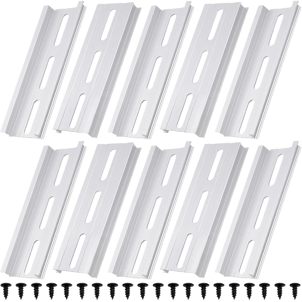 Xiatiaosann Aluminium DIN-Schienen, 10 CM /4 Zoll, 35mm breit, 7.5mm hoch Top Hat Slotted DIN Rail mit RoHS (10 Pack, Silber) von Xiatiaosann