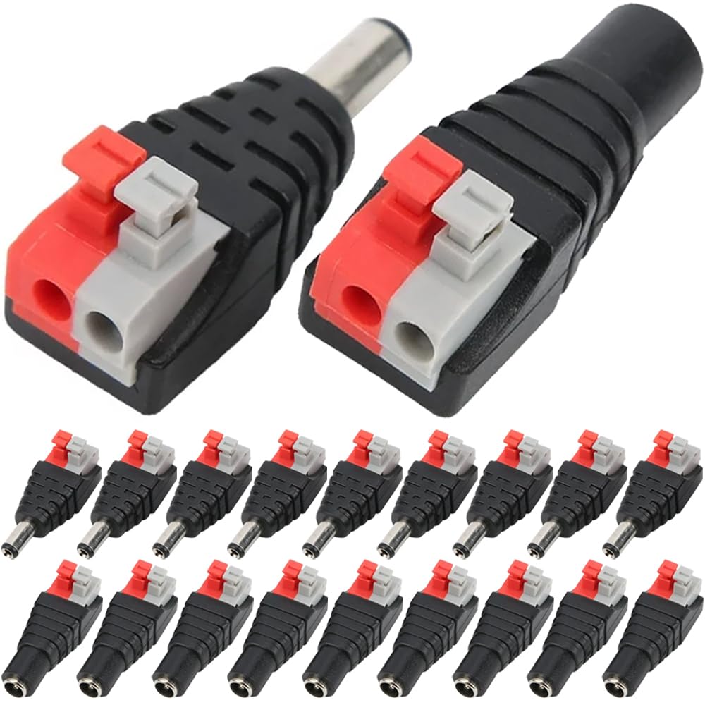 Xiatiaosann DC-Netzstecker-Adapter, 5,5 mm x 2,1 mm männlicher Stromklinkenstecker-Adapterstecker und 5,5 mm x 2,1 mm weiblicher Stromklinkenstecker-Adapterstecker (20er-Pack) von Xiatiaosann