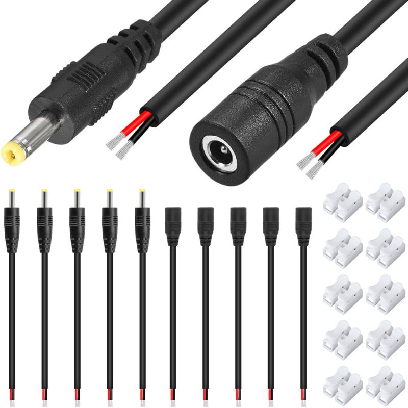 Xiatiaosann DC Netzstecker Kabel DC 4,0 x 1,7 mm Strom-Pigtail, DC Stecker Männlich Klinken Buchse Verlängerungskabel für DIY-DC Anschluss, für Überwachungskamera LED, Ersatz-DC-Netzkabel, 10 Stück von Xiatiaosann