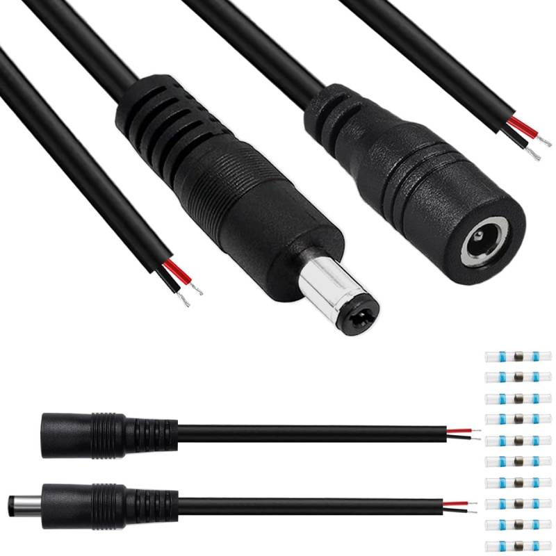 Xiatiaosann DC-Stromkabel 5,5 x 2,5 16 AWG Hohlstecker männlich weiblich DC5525 30 cm Stromkabel 1,5 mm² Kupferdraht offenes Ende, für Gitarrenpedal von Xiatiaosann