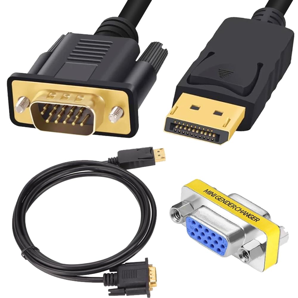 Xiatiaosann Displayport auf VGA Kabel 0,9 m, Displayport Stecker auf VGA Stecker Konverter Adapterkabel, vergoldetes DP auf VGA Kabel verbindet DP Port für Desktop, mit VGA Buchse auf Buchse Adapter von Xiatiaosann