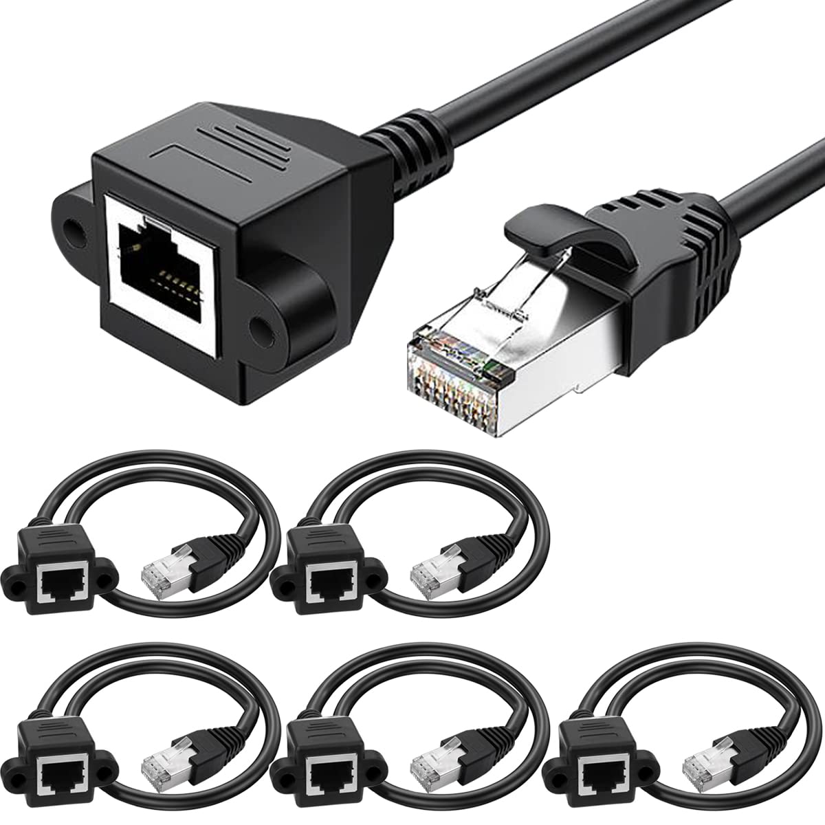 Xiatiaosann Ethernet-Verlängerungskabel LAN RJ45 Netzwerk Stecker auf Buchse CAT5 für Router Modem Smart TV PC Computer Laptop 30cm, 5 Stück von Xiatiaosann