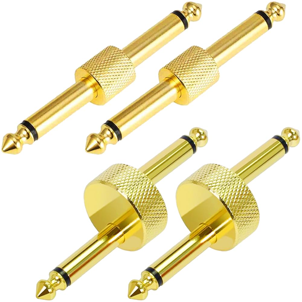 Xiatiaosann Gitarre Pedal Anschluss Effektpedal, 6,35 mm (1/4 Zoll) Effektpedal-zu-Pedal-Anschlüsse, Stecker auf Stecker, gerader Typ und Z-Stecker-Adapter für Gitarre (4 Stück) von Xiatiaosann