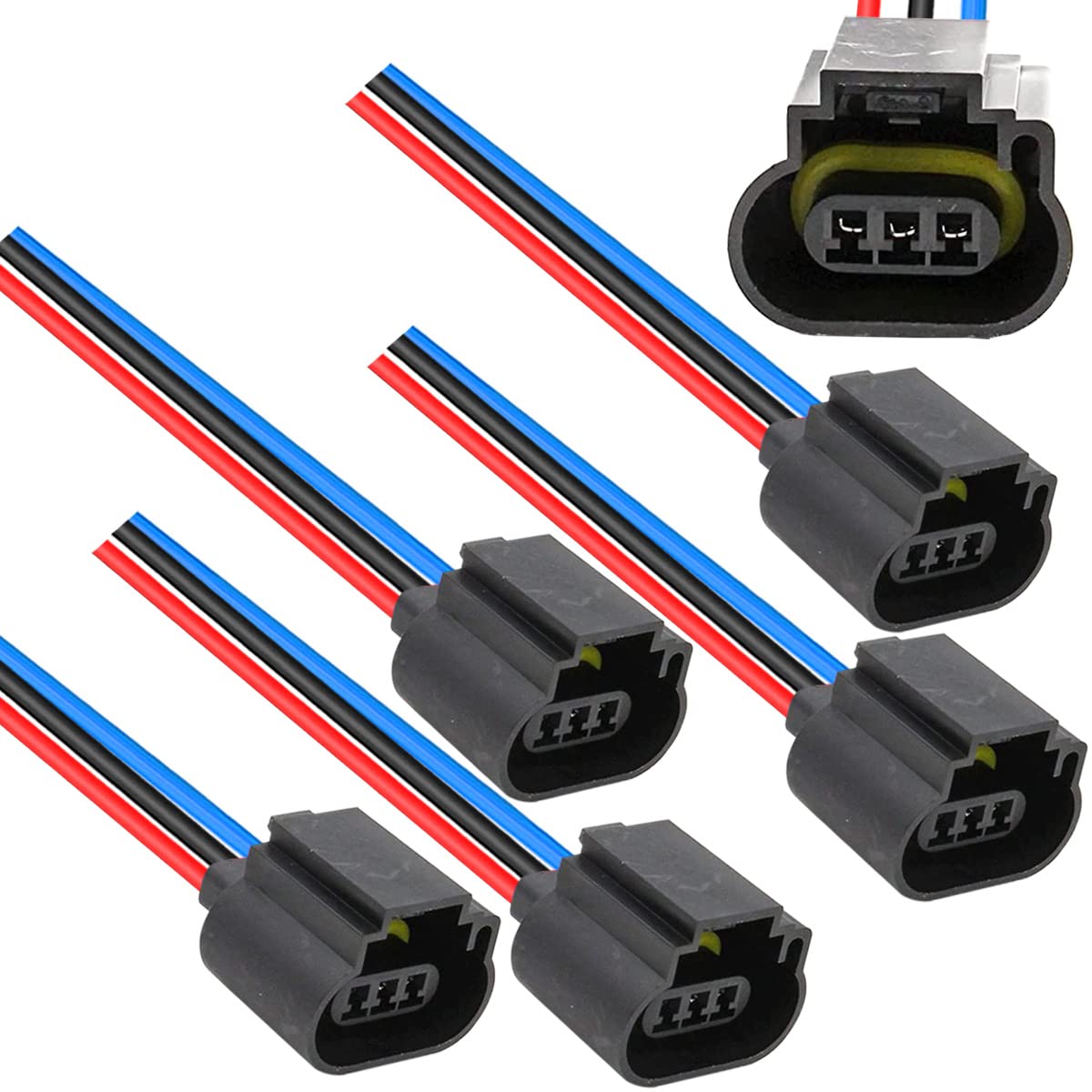 Xiatiaosann H13 9008 Lampenfassung Auto Scheinwerfer Stecker Weiblich Adapter Kabelbaum, 5 Stück LED Buchse Adapter Vorverkabelte Kabelbaumbuchse als Ersatz von Xiatiaosann