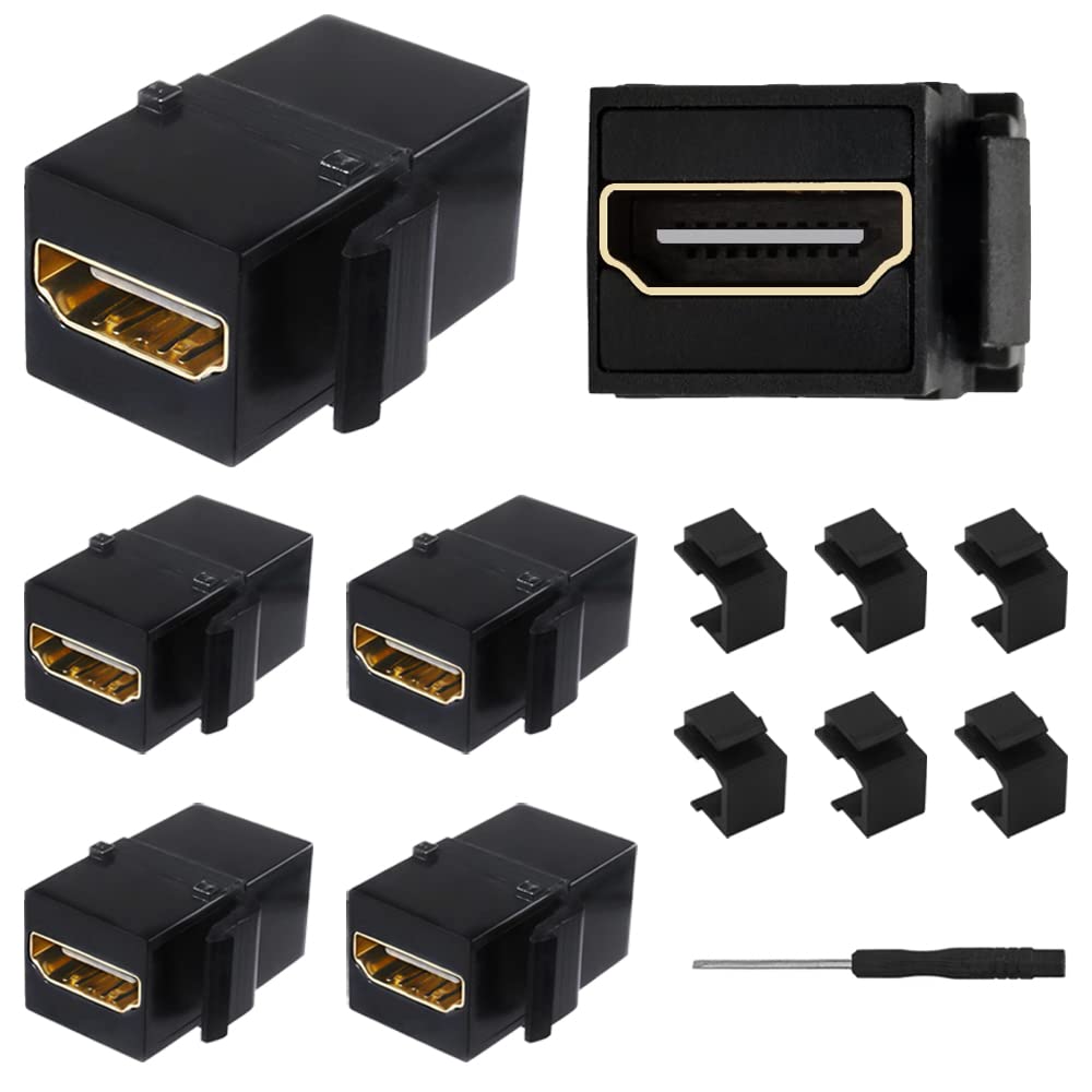 Xiatiaosann HDMI Buchse auf Buchse Keystone Koppler, HDMI Keystone Klinkeneinsatz 3D und 4K Mini Adapteranschluss für Wandplatte, mit leeren Keystone Jack-Einsätzen, Schraubendreher(schwarz, 13 Stück) von Xiatiaosann