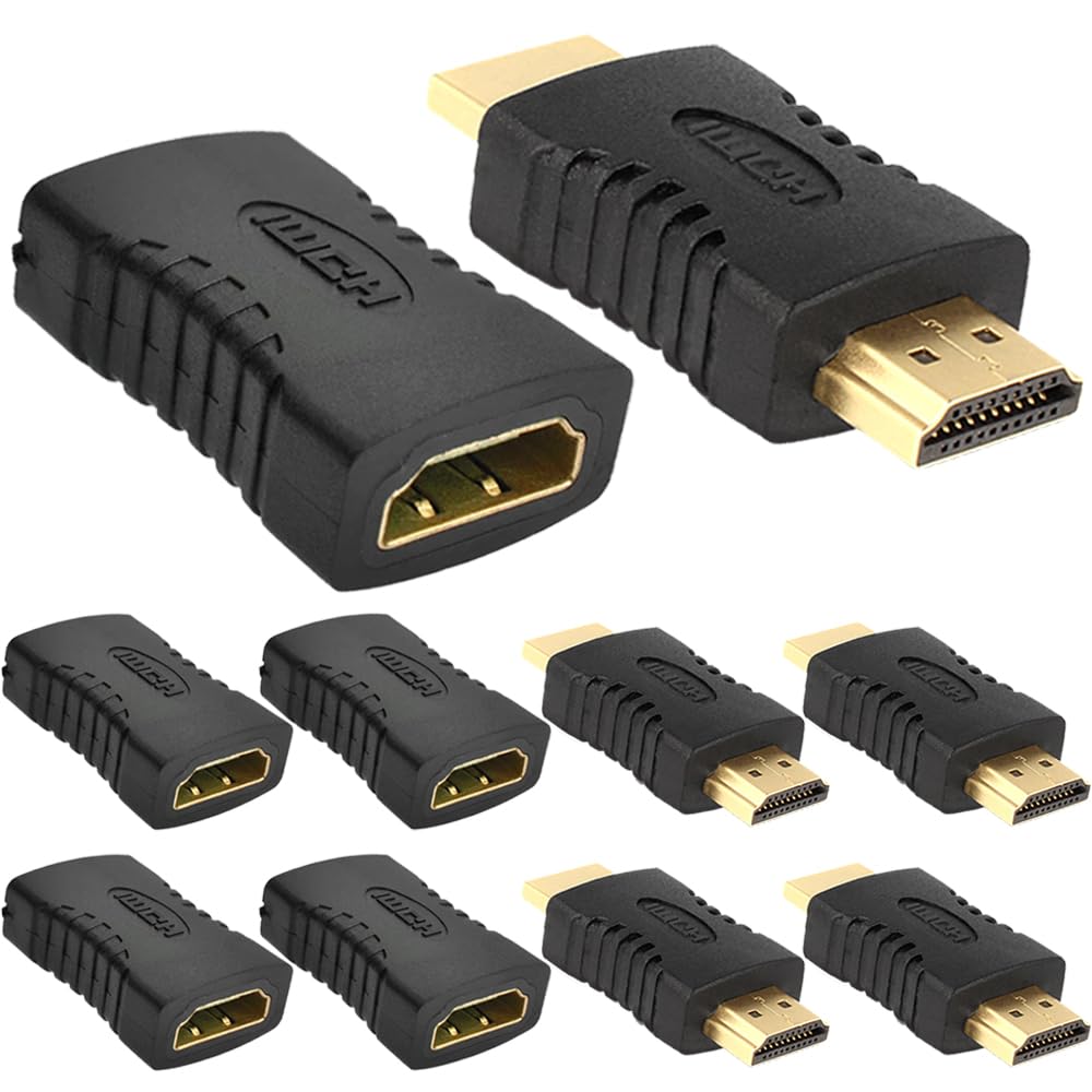 Xiatiaosann HDMI Buchse auf HDMI Buchse, Kupplungsstecker mit HDMI Stecker auf HDMI-Stecker, 3D 4K HDMI Verlängerungsadapter für Laptop, PC, Monitor, TV (10 Stück) von Xiatiaosann