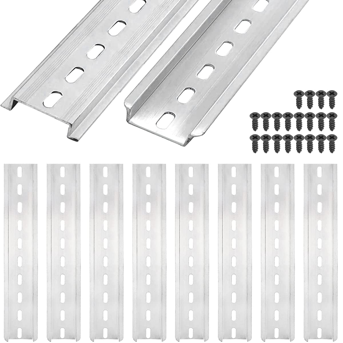 Xiatiaosann Hutschiene Schlitz Aluminium, 8 Stücke DIN-Schiene für Verteilerschrank Schaltschrank einbau, 35mm breit, 7,5mm hoch, lang 200mm/8 Zoll von Xiatiaosann