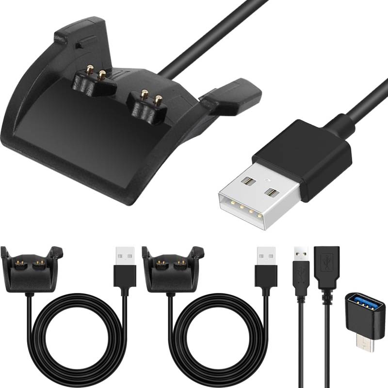 Xiatiaosann Ladegerät für Garmin Vivosmart HR HR+, Approach X40, USB Ladekabel Kabel, Smart Watch Ladeclip Ersatzkabel - Fitnesstracker Zubehör Aufladekabel, mit USB-C-auf-USB-Adapter, 2 Stück von Xiatiaosann