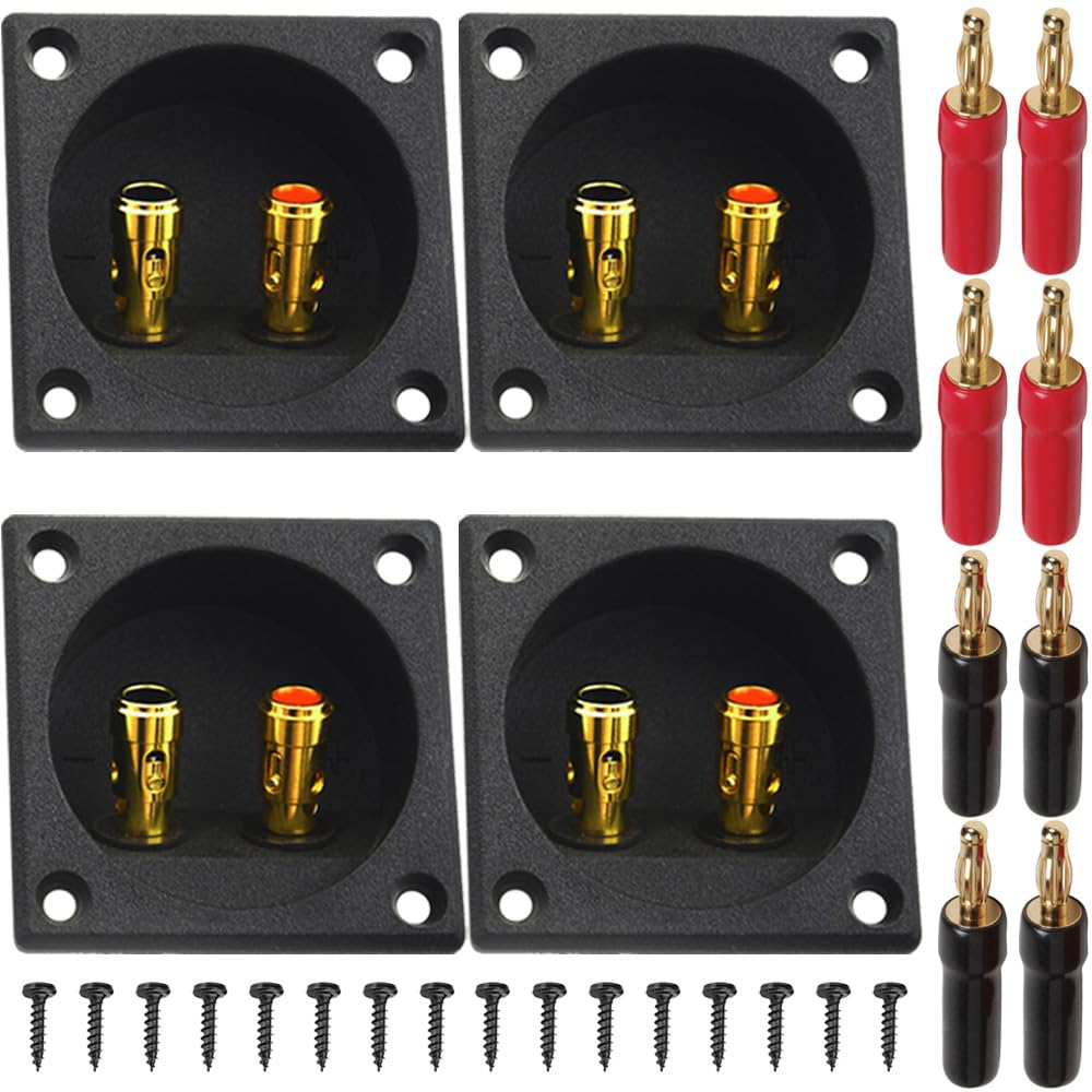 Xiatiaosann Lautsprecherbox Anschlussbecher, 3,1 Zoll Runde, federbelastete Buchsen mit doppelter Polklemme, mit Subwoofer-Korbanschlüssen, Bananensteckern, Schrauben (6er-Pack) von Xiatiaosann