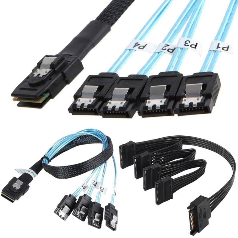 Xiatiaosann Mini SAS zu SATA Kabel, SFF 8087 zu SATA Mini SAS Breakout Kabel mit SATA Stromverteilerkabel, SFF8087 zu SATA Mini-SAS zu SATA SAS zu SATA Breakout (2er Pack, 1,6 Fuß) von Xiatiaosann