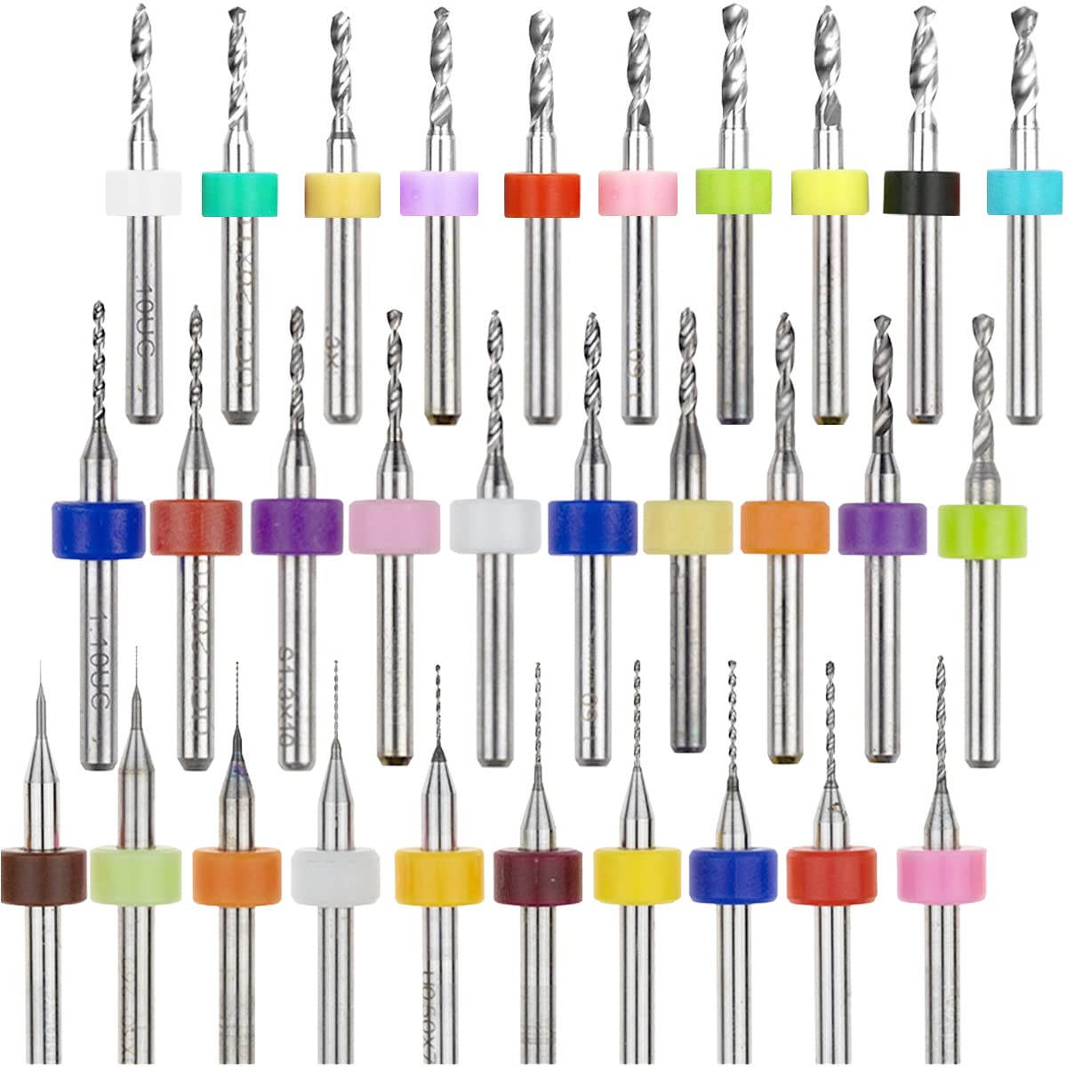 Xiatiaosann PCB Bohrer Bit Set 0.1mm-3.0mm Wolframstahl Micro Spiralbohrer Schaft Spiralflöte CNC Router für Leiterplatten Schmuck Bienenwachs CNC Gravur, 30 Stück von Xiatiaosann