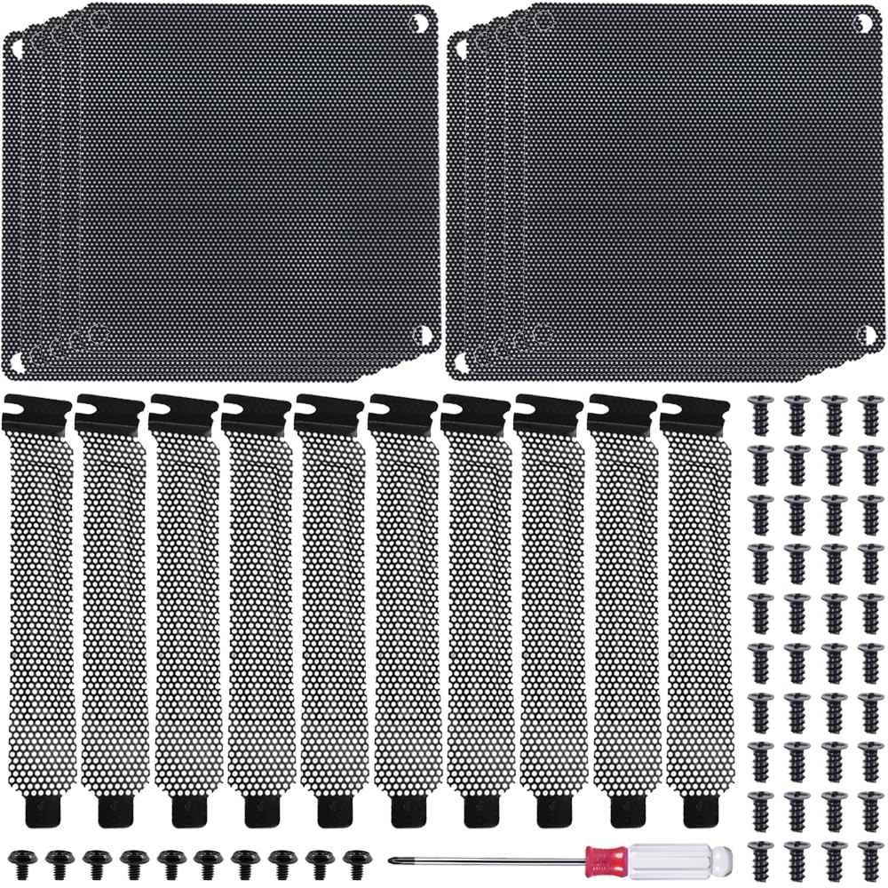 Xiatiaosann PCI Steckplatz Lüfterabdeckung 120 mm mit PC Lüfter Feinstaubfilter (120 mm x 120 mm Staubfilter + 20 mm x 120 mm PCI Steckplatz, schwarz) mit Schrauben, Schraubendreher von Xiatiaosann