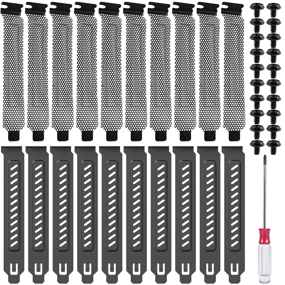 Xiatiaosann PCI Steckplatzabdeckungen, PCI-Steckplatzabdeckung aus hartem Stahl, Staubfilterhalterung, Computergehäuse Erweiterungs Blindplatte, mit Schraubendreher, Schrauben (20 Stück) von Xiatiaosann