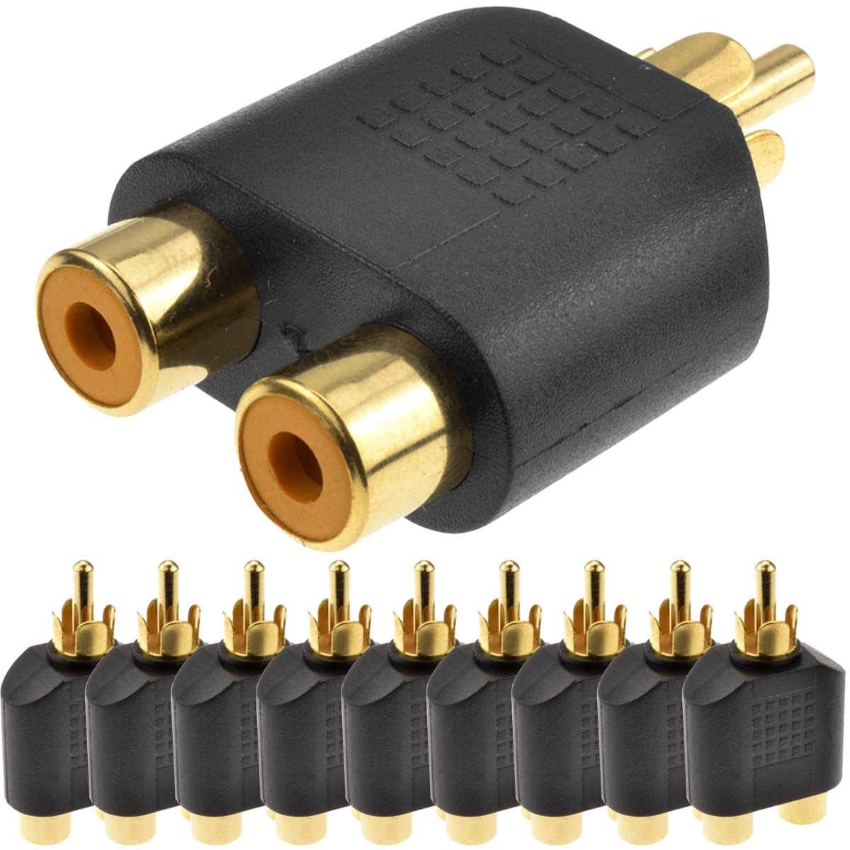 Xiatiaosann RCA Splitter Adapter, 6 Stück Cinch 1 Stecker auf 2 Buchse Phono Stecker AV Video Y Splitter RCA Stecker Buchse für Subwoofer, Autoradio, Verstärker, TV, Digital Audio von Xiatiaosann