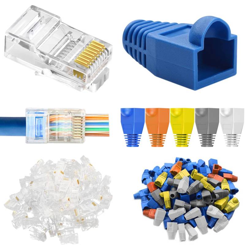 Xiatiaosann RJ45 Crimpstecker CAT5 Cat6 Netzwerkstecker Verlegekabel AWG 24-26, Durch Ethernet 8P8C UTP-Netzwerkstecker für RJ45-Kabel, 50 Stück transparenter RJ45-Crimpstecker von Xiatiaosann