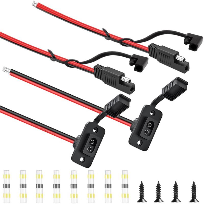 Xiatiaosann SAE-Anschluss rechteckige Steckdose Seitenwandanschluss wetterfest SAE Schnellanschluss Unterputz Steckdose Kabel 10 AWG SAE-Verlängerungskabel für Solarpanel, Wohnmobil, Motorradgenerator von Xiatiaosann