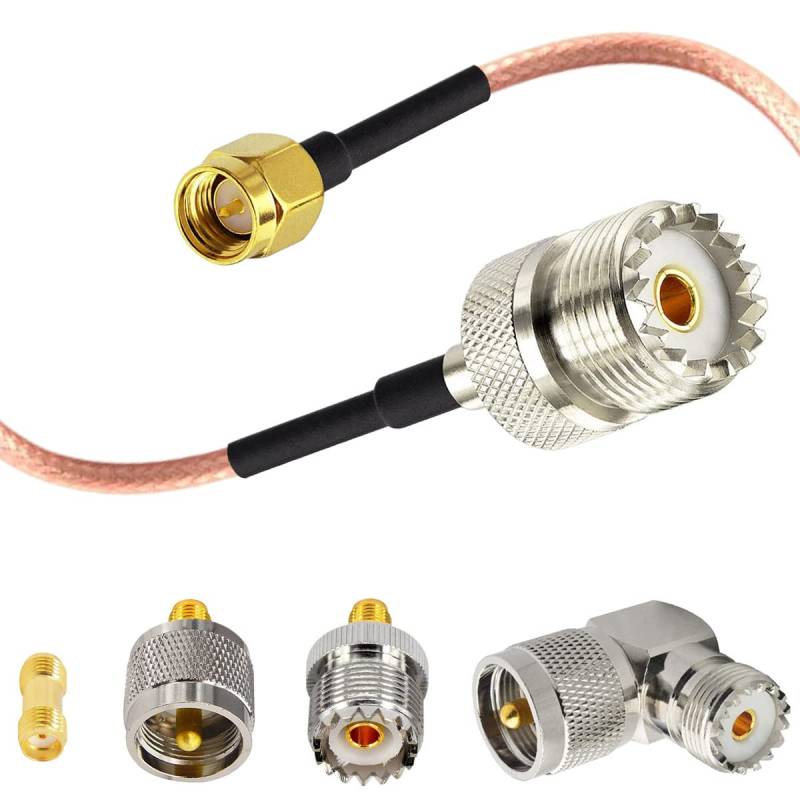 Xiatiaosann SMA auf UHF Stecker Antennenadapter, SO-239 Buchsenkabel, mit PL-259 UHF auf SMA-Buchse/SO239 UHF auf SMA-Buchse/SMA-Buchse/PL259 auf SO239 von Xiatiaosann