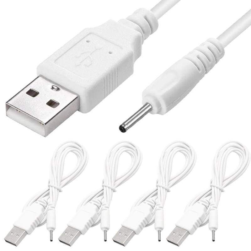 Xiatiaosann USB-auf-DC-2,0-mm-Ladekabel, USB-2.0-Stecker auf DC-2,0-mm-x-0,6-mm-Stecker-Ladeadapterkabel für Telefon, Bluetooth-Ohrhörer, Lautsprecher (4er-Pack) von Xiatiaosann