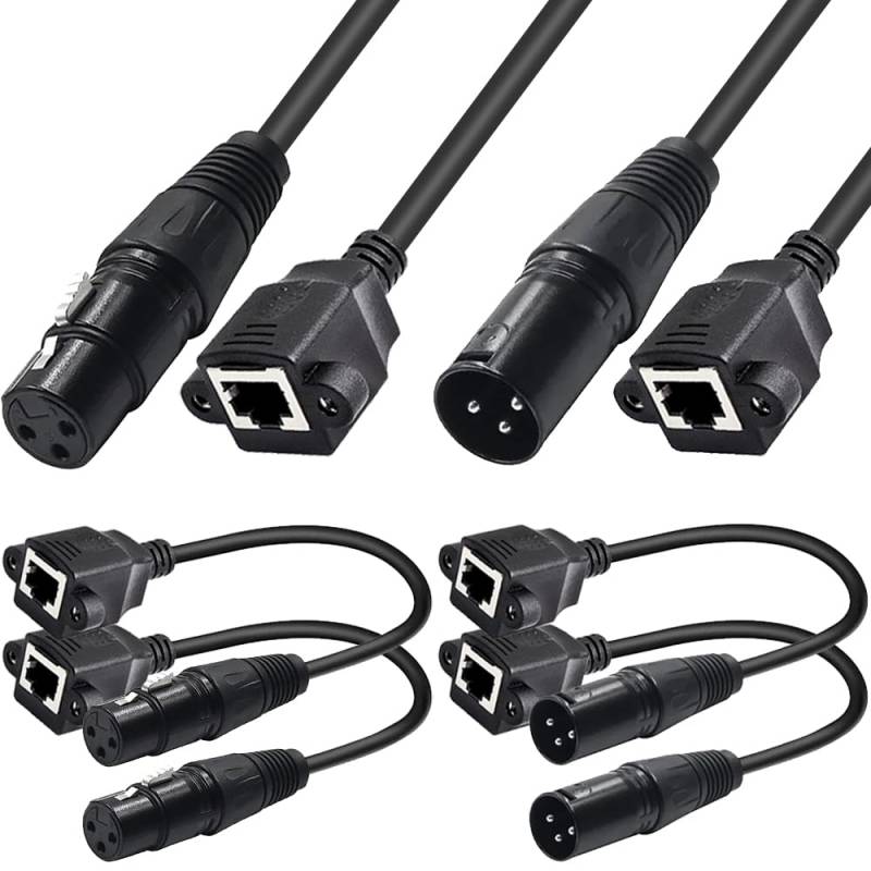 Xiatiaosann XLR 3pin auf RJ45 Buchse Adapterkabel, RJ45 Netzwerkanschluss auf XLR Stecker, Adapterkabel für DMX-CON-Controller (4er-Pack, 30cm) von Xiatiaosann