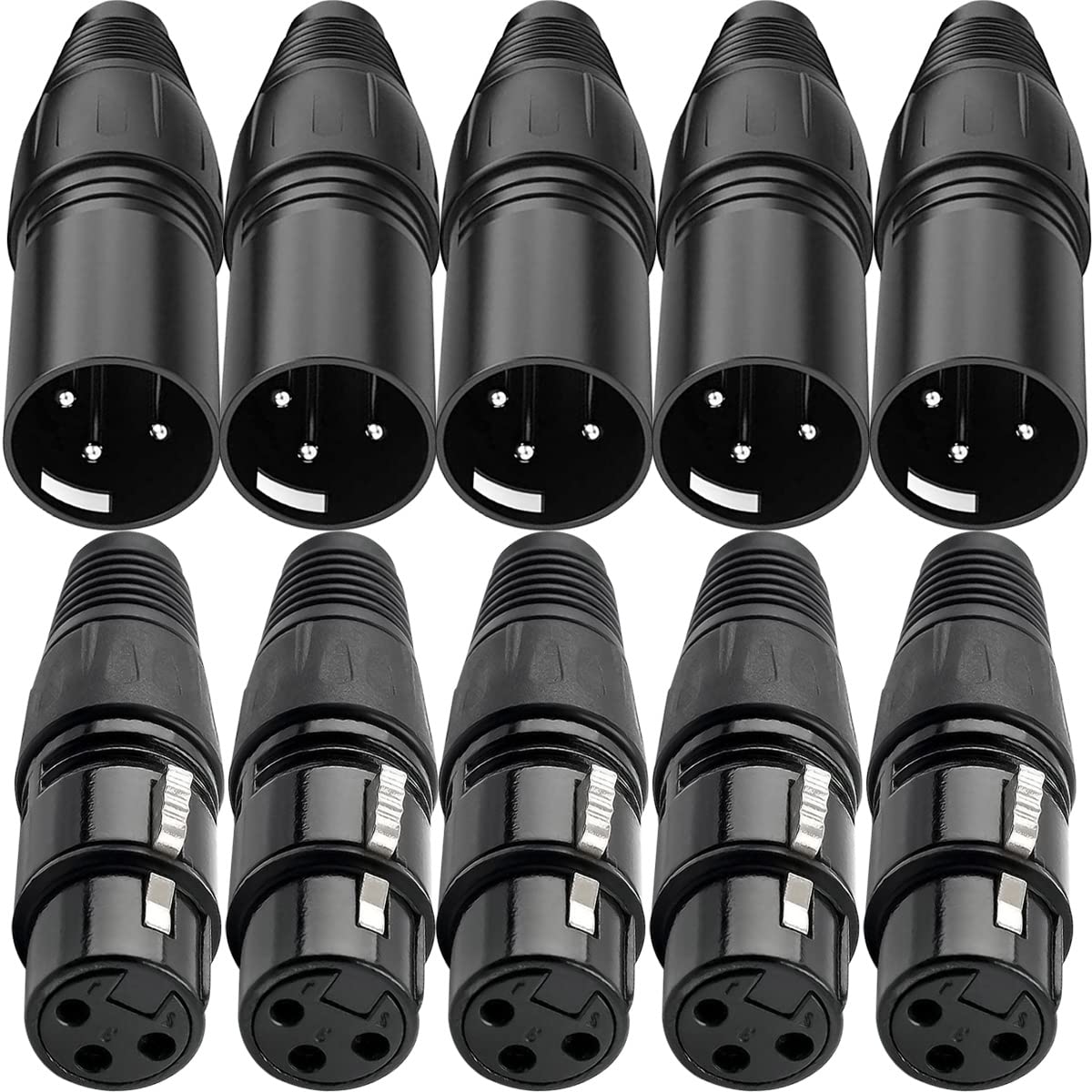 Xiatiaosann XLR Stecker 3-pin Adapter Mikrofonkabel XLR-Lötanschluss, 5 männliche und 5 weibliche XLR-Mikrofonstecker, 10 Stück von Xiatiaosann