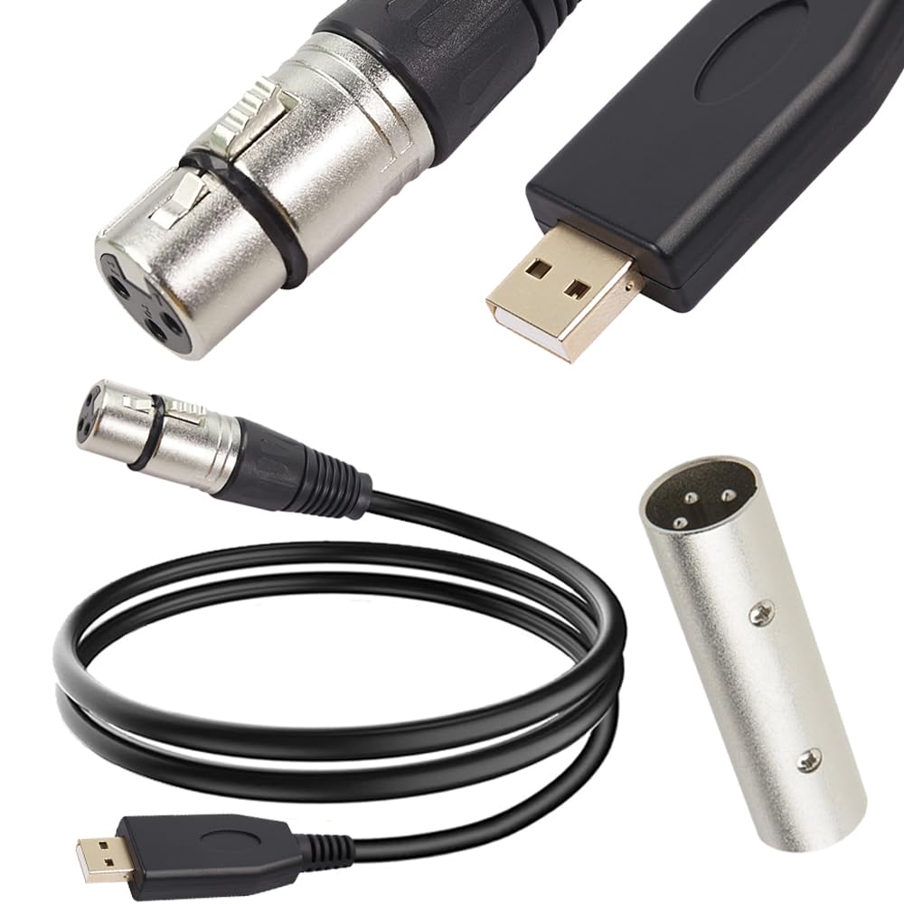 Xiatiaosann XLR-auf-USB-Mikrofonkabel, 3-Pin-XLR-Buchse auf USB-Adapter Konverterkabel (2M/6.5FT) für Audio, für Karaoke-System, Aufnahme, Studio, mit XLR-Stecker auf Stecker-Adapter von Xiatiaosann