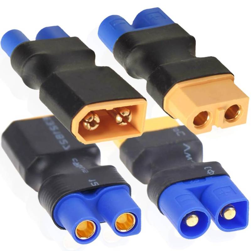 Xiatiaosann XT60 auf EC3-Stecker-Adapter, EC3-Stecker auf XT60-Buchse und EC3-Buchse auf XT60-Stecker für RC FPV-Drohnen, Auto, Lipo-NiMH-Akku-Ladegerät, ESC (4 Stück) von Xiatiaosann