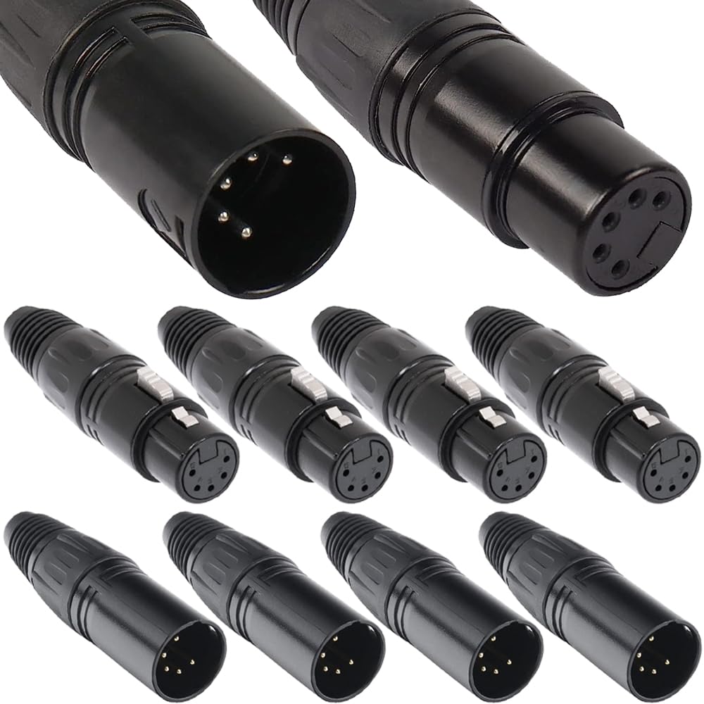 Xiatiaosann Xiatiaosann 5 polige XLR Buchsen und 5 polige XLR Stecker, 5 polige XLR Stecker, Audio Mikrofon Stecker für Lautsprecher, Mikrofon, Kamera, Verstärker (8 Stück) von Xiatiaosann