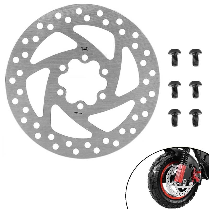 Xiciki 140mm Elektroroller Bremsscheibe für KUGOO M4 / M4 Pro Electric Scooter,Ersatzteile Für Segway Ninebot F20 F25 F30 F40 Elektroroller,Ersatzscheibe für Bremseinheit mit 6 Schrauben von Xiciki