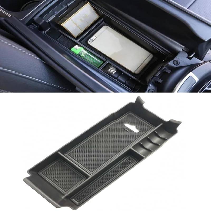 Xiciki ABS Mittelkonsolen-Aufbewahrungsbox, Schwarz für Gla Armlehne Organizer Tray für Mercedes Benz 19-24 von Xiciki