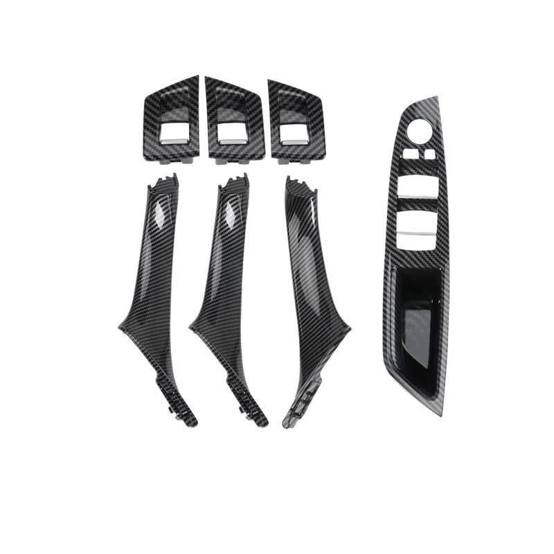 Auto Innentürgriff 5 Für Serie Für F10 Für F18 523 525 528 LHD RHD 7 Farben Beige Schwarz Carbon Faser Auto Innen Tür Griff Pull 7PCS Set Auto Türgriff Innen(RHD Carbon) von XingPuBhD