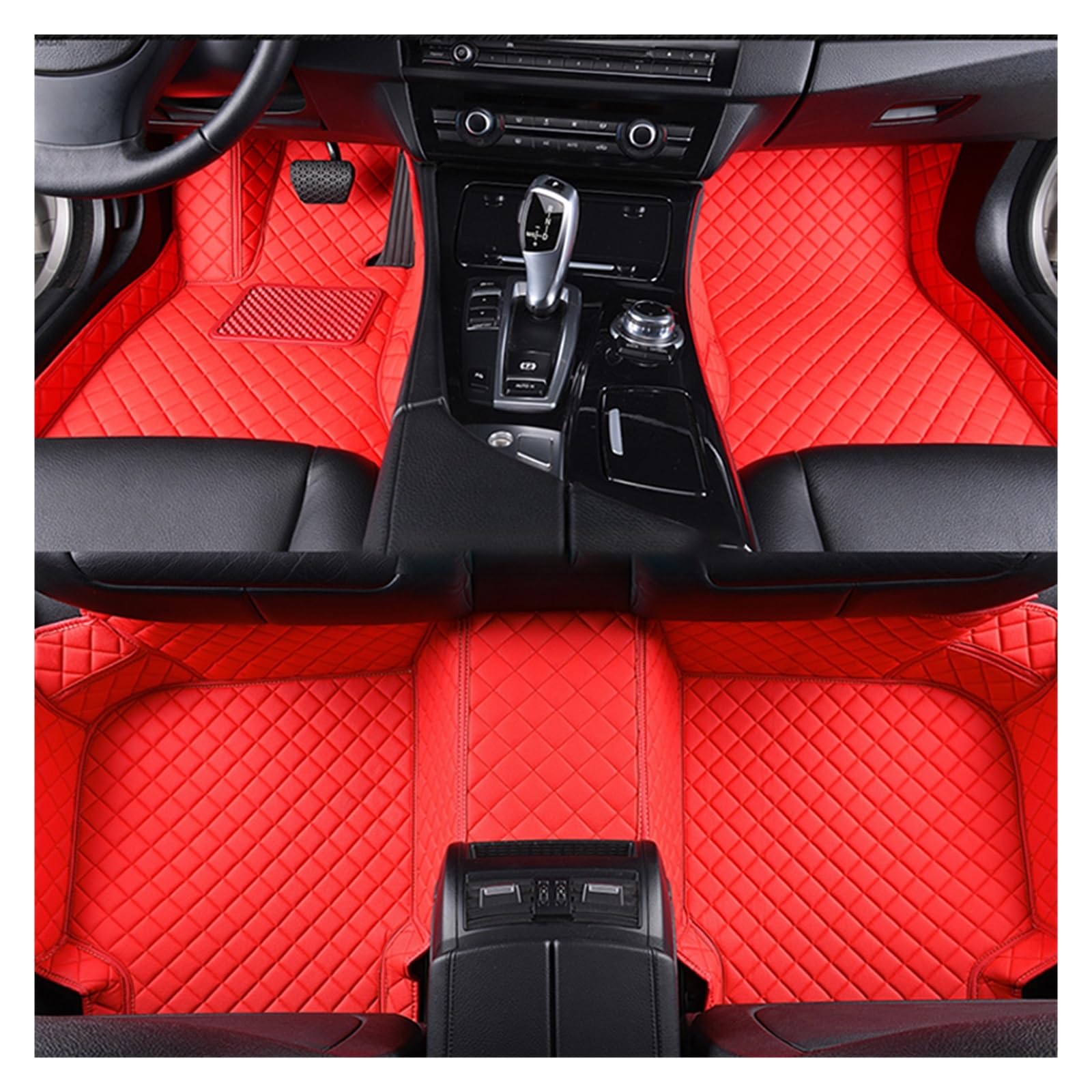 Automatten Auto-Bodenmatten Bodenmatten Teppiche Autozubehör Für Ford Für Mustang 2015 2016 2017 2018 2019 2020 2021 2022 Auto FußMatten(Red,Right Hand Driver) von XingPuBhD