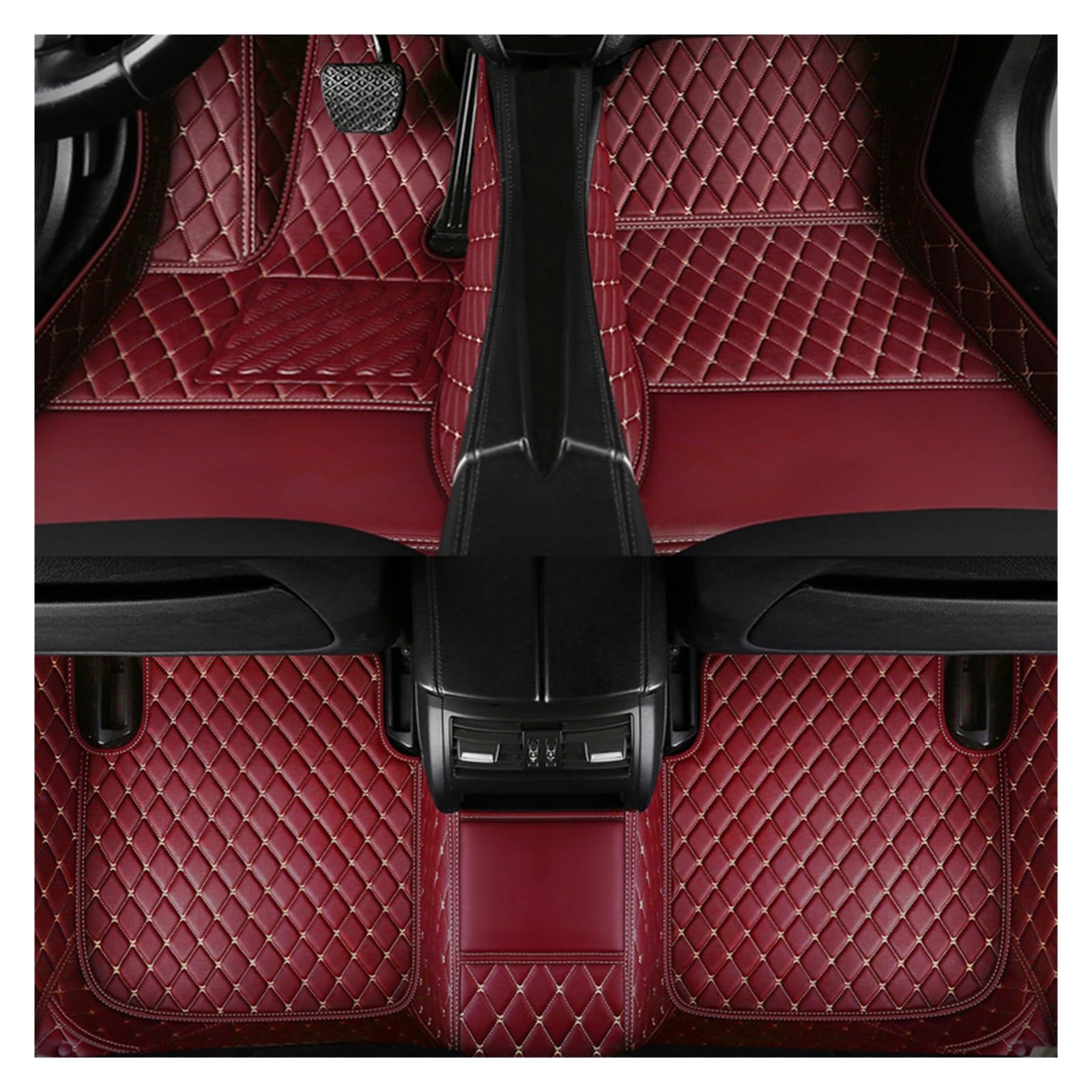 Automatten Auto-Fußmatten Innendetails Für Hyundai Für Equus Für 4-Sitzer 2010 2011 2012 2013 2014 2015 2016 2017 Auto FußMatten(Wine red 5 seat) von XingPuBhD