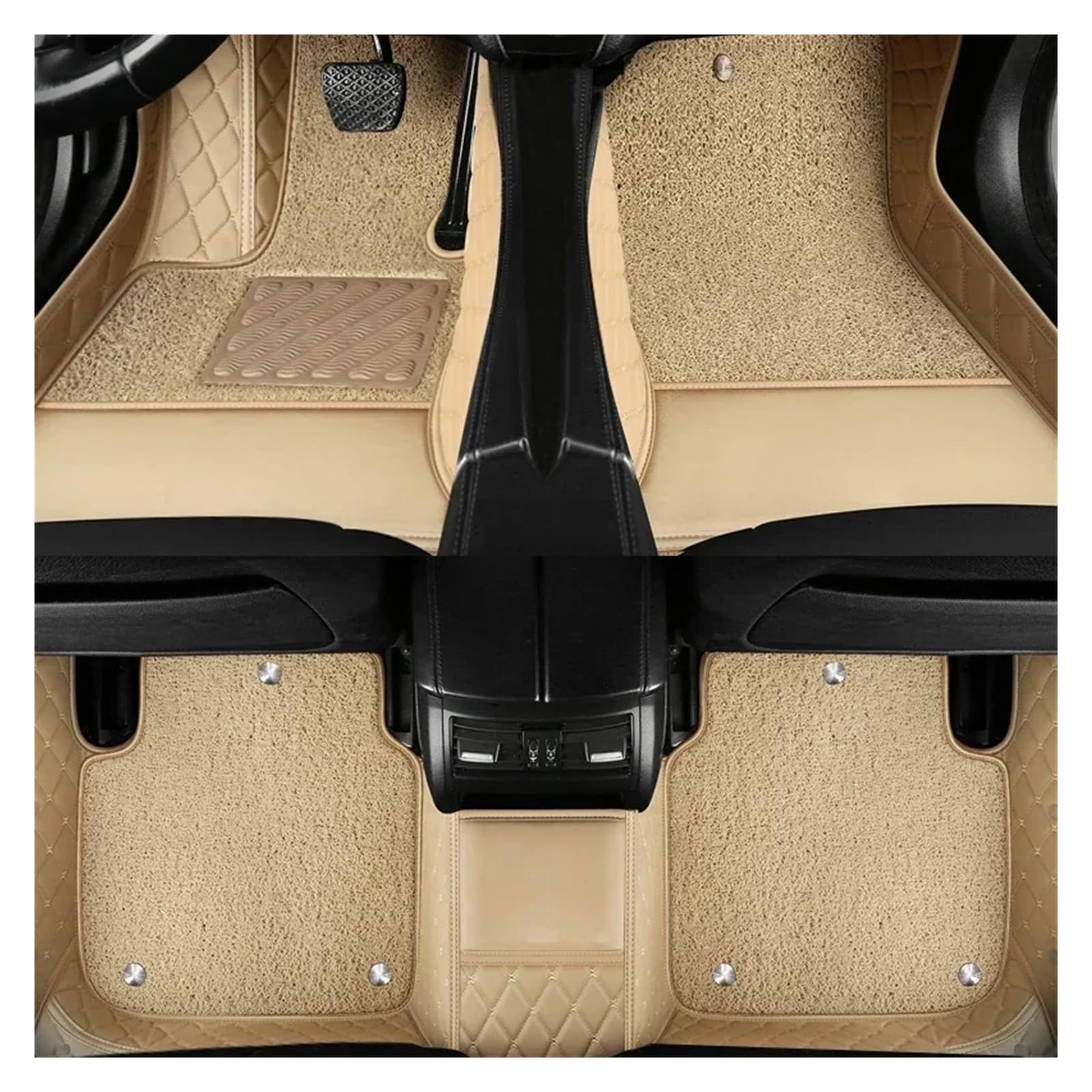 Automatten Auto-Fußmatten Teppich-Bodenbeläge Für VW Für Touareg 2008 2009 2010 2011 2012 2013 2014 2015 2016 2017 2018 Auto FußMatten(Beige 5seat) von XingPuBhD