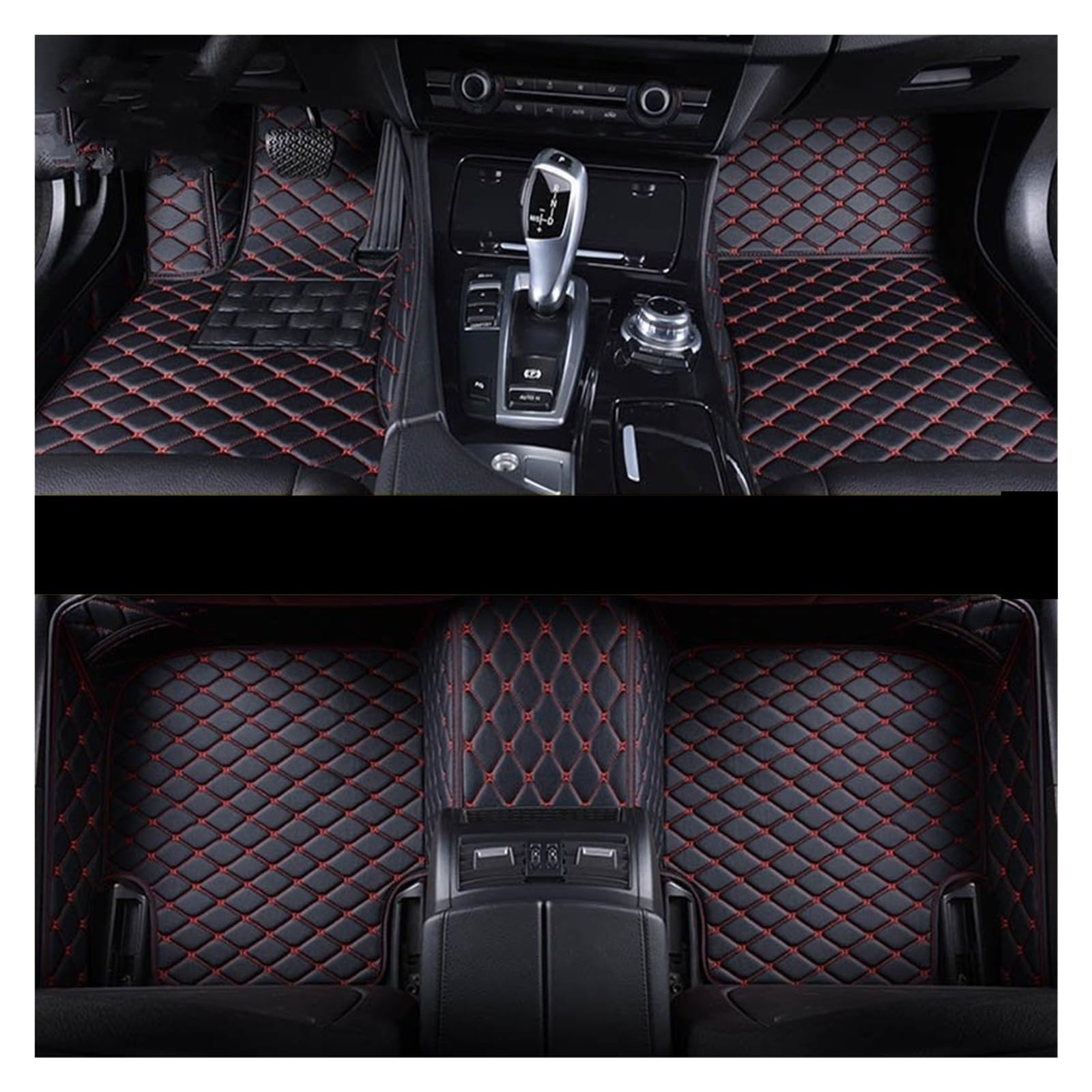 Automatten Auto-Fußmatten Teppichbodeneinlagen Leder Für Für Boxster Für 981 Für 987 Auto FußMatten(Black Red,2004-2011) von XingPuBhD