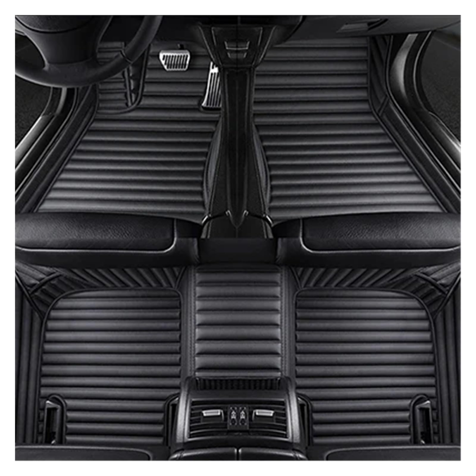 Automatten Benutzerdefinierte Streifen Leder 5D Auto Boden Matte Fuß Panel Liner Für Hyundai Für Genesis Für G80 2020 2021 2022 2023 Auto FußMatten(All Black 5 Seat) von XingPuBhD