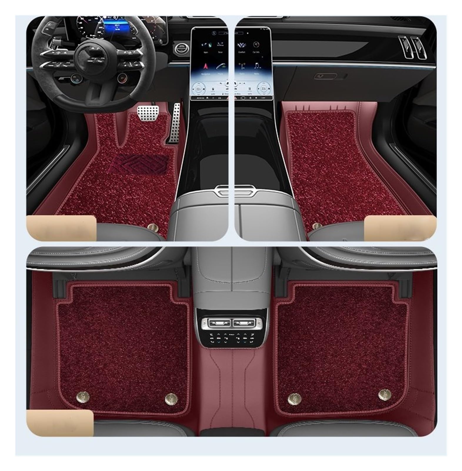 Automatten Kompletter Satz Leder-Autofußmatten Auto-Innenraummatte Für A6 Für C7 Für Allroad 2007 2008 2009 2010 2011 2012 Auto FußMatten(E 7 PCS) von XingPuBhD