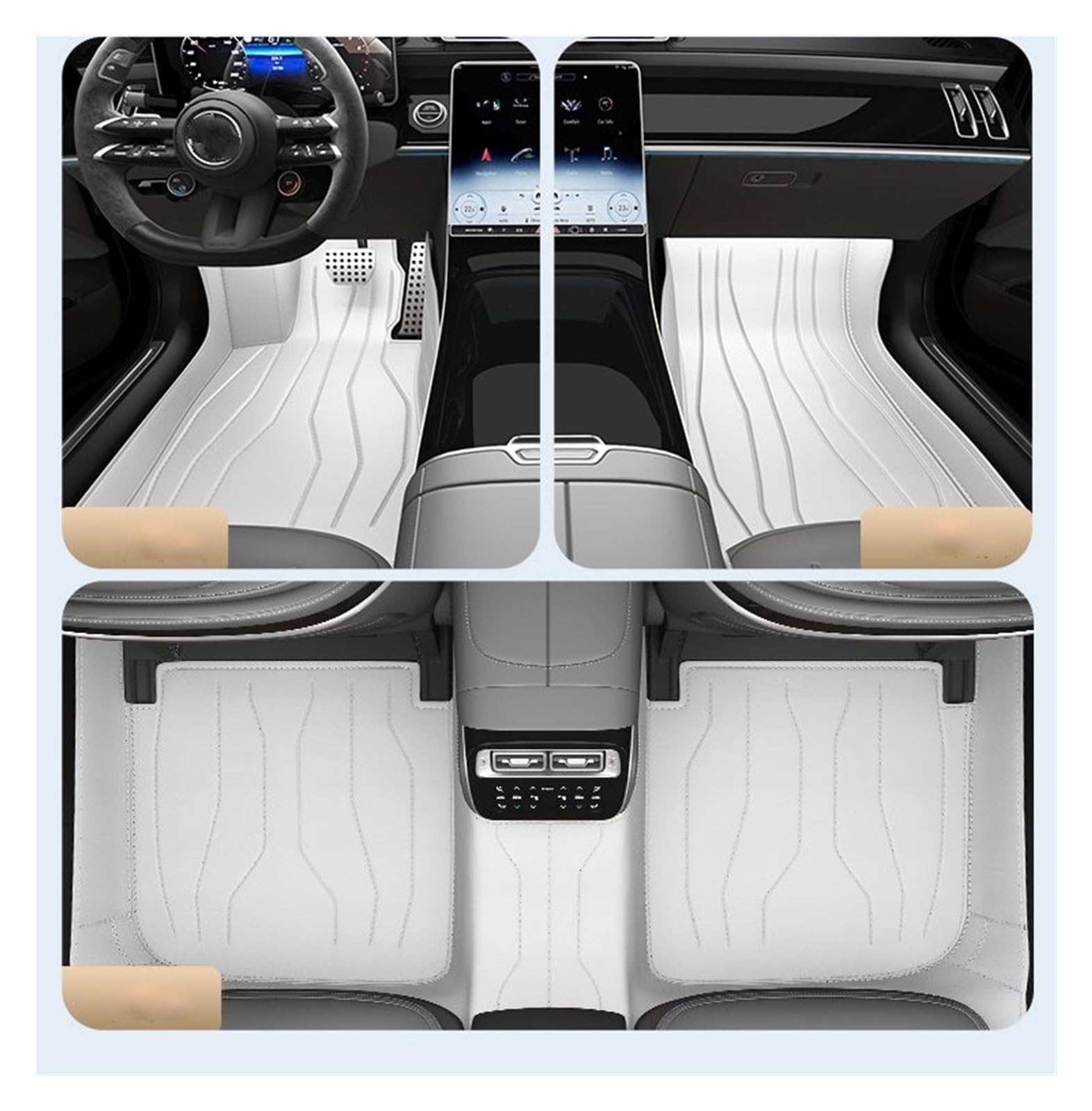 Automatten Kompletter Satz Leder-Autofußmatten Auto-Innenraummatte Für Maserati Für Levante 2016 2017 2018 2019 2020 2021 Auto FußMatten(D 5 PCS) von XingPuBhD