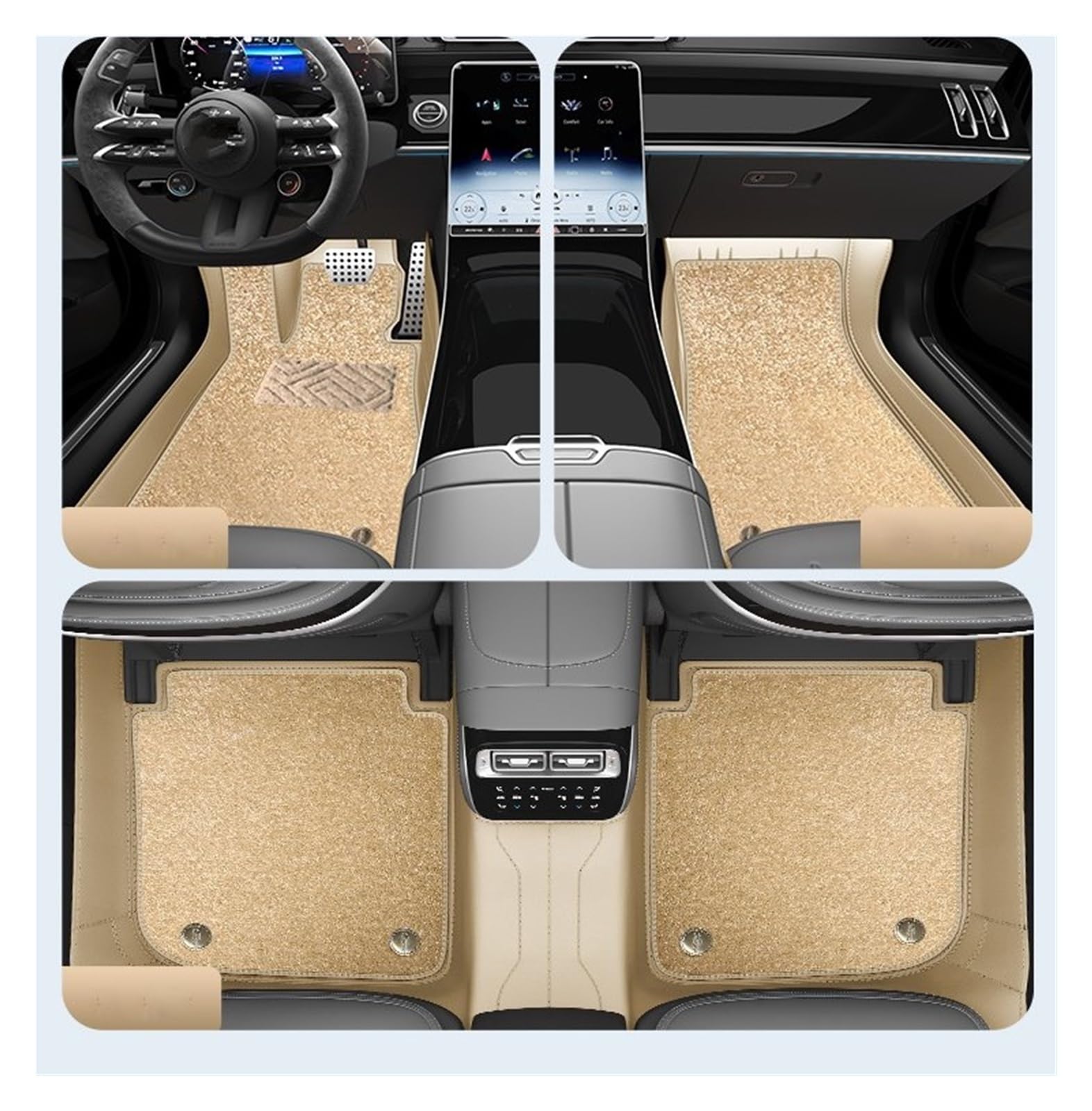 Automatten Kompletter Satz Leder-Autofußmatten Auto-Innenraummatte Für Maserati Für Levante 2016 2017 2018 2019 2020 2021 Auto FußMatten(D 7 PCS) von XingPuBhD