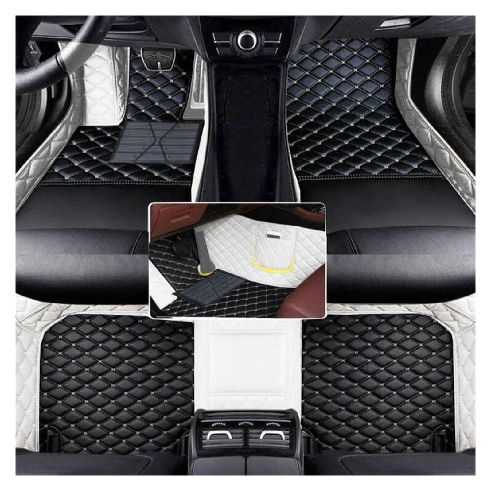 Automatten Maßgeschneiderte Auto-Bodenmatten Bodenmatten Teppiche Für Mazda 5 2008 2009 2010 2011 2012 2013 Auto FußMatten(A Black with White) von XingPuBhD