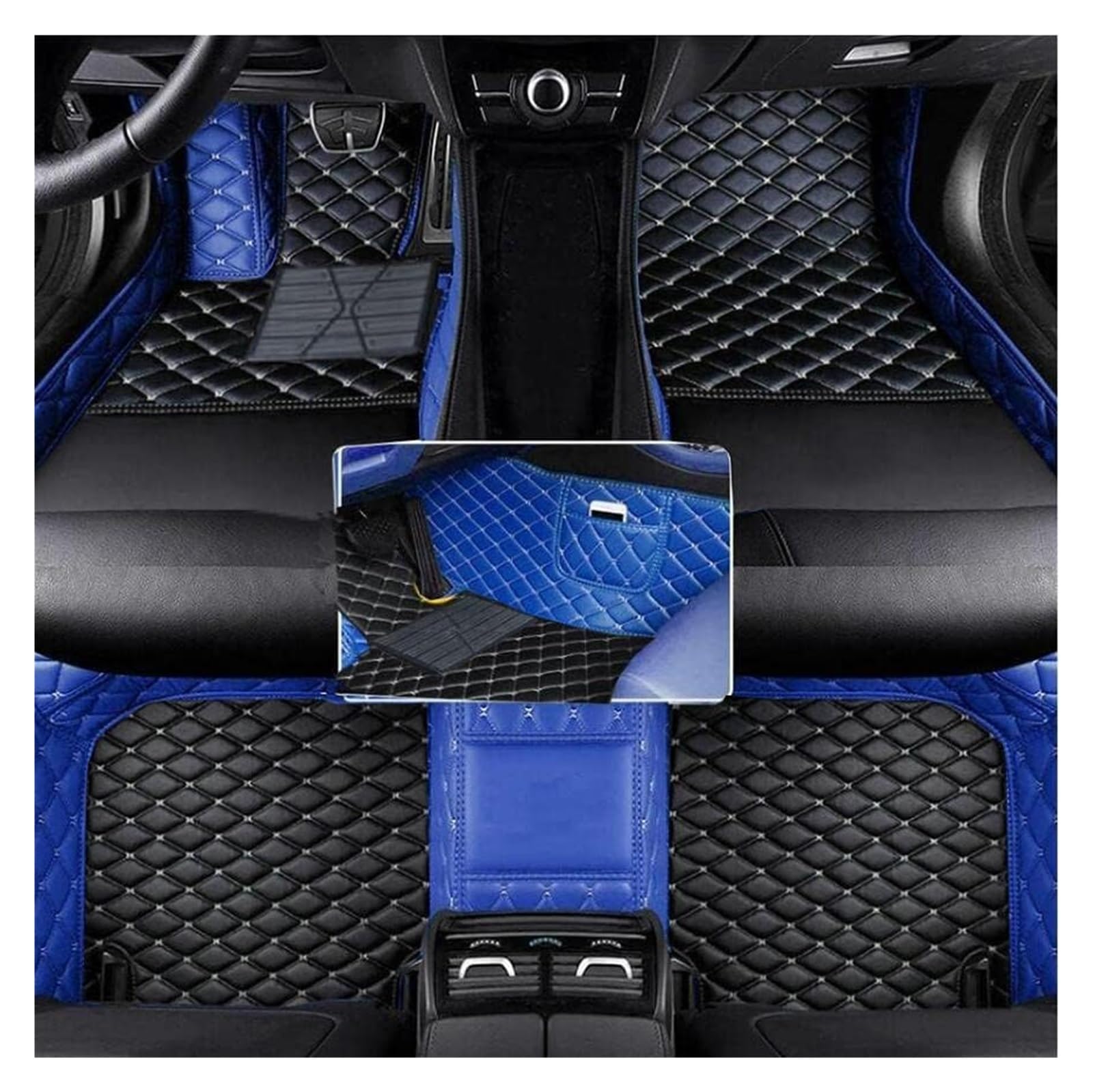 Automatten Maßgeschneiderte Auto-Fußmatten Bodeneinlagen Matten Teppiche Für Chevrolet Für Prisma 2013 2014 2015 2016 Auto FußMatten(Black with Blue) von XingPuBhD