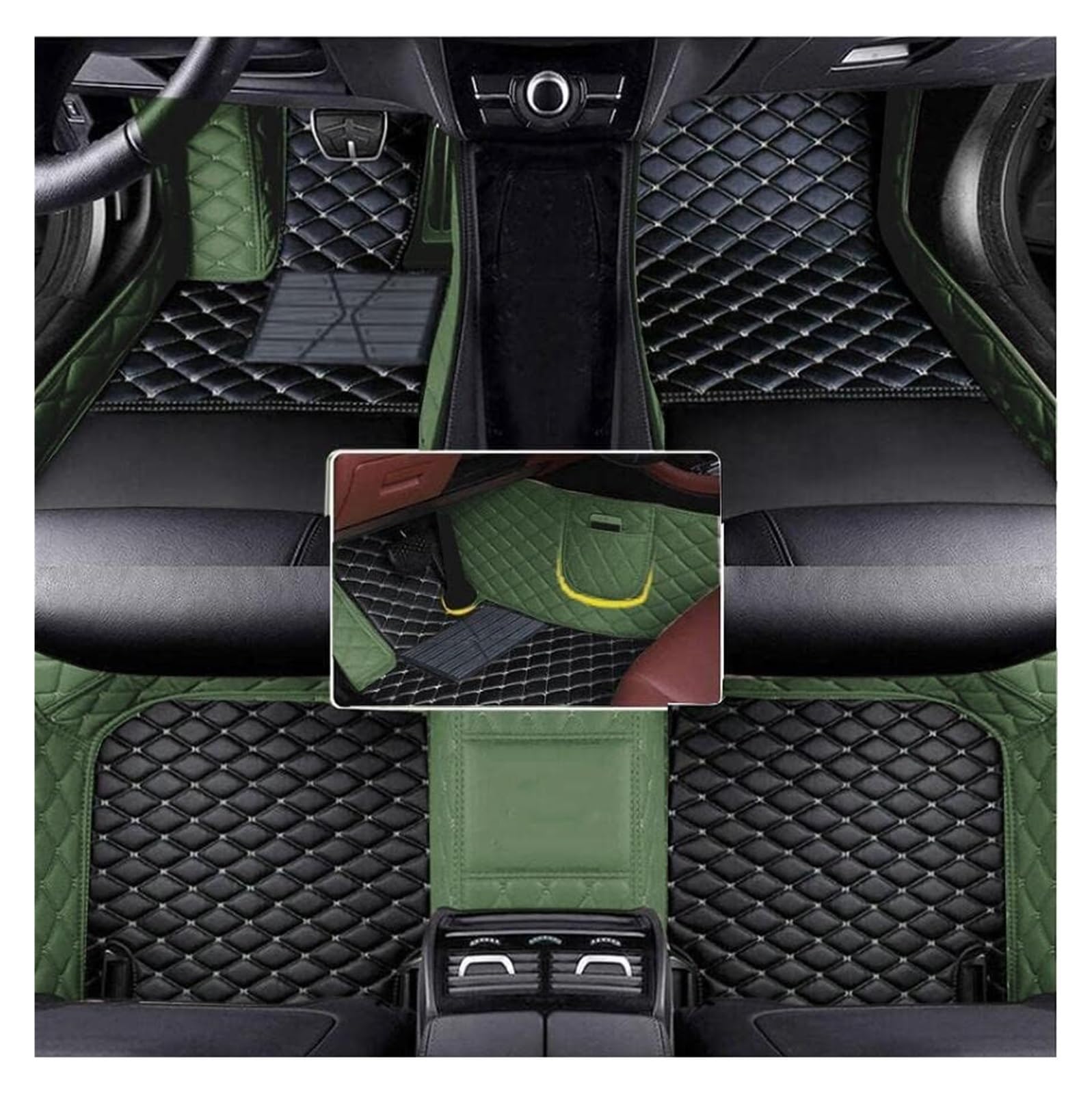 Automatten Maßgeschneiderte Auto-Fußmatten Bodeneinlagen Matten Teppiche Für F11 Für Touring 2011 2012 2013 2014 Auto FußMatten(Black with Green) von XingPuBhD