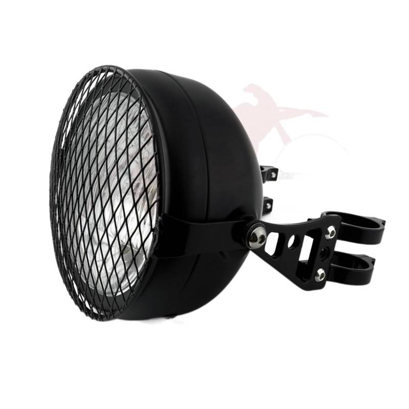 Scheinwerferabdeckungen Motorrad Refit Klar Scheinwerfer Vintage Runde Motorrad Kopf Licht Grill Maske Halterung Front Lampe Licht(4) von XingPuBhD