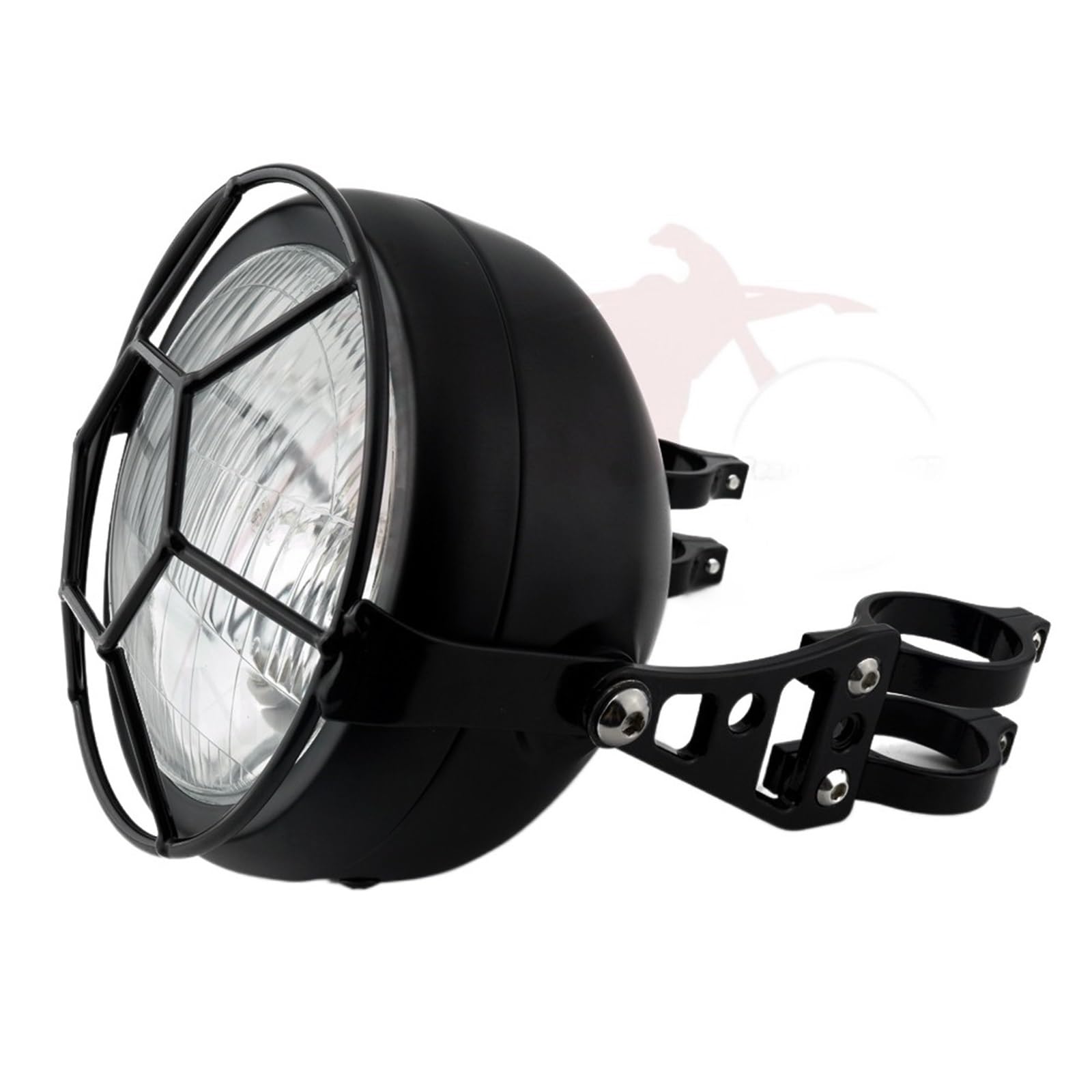 Scheinwerferabdeckungen Motorrad Refit Klar Scheinwerfer Vintage Runde Motorrad Kopf Licht Grill Maske Halterung Front Lampe Licht(7) von XingPuBhD