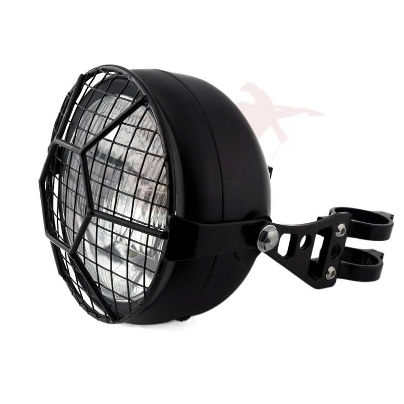 Scheinwerferabdeckungen Motorrad Refit Klar Scheinwerfer Vintage Runde Motorrad Kopf Licht Grill Maske Halterung Front Lampe Licht(8) von XingPuBhD